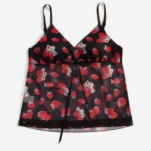 ROMWE Black and Red Strawberry Camisole